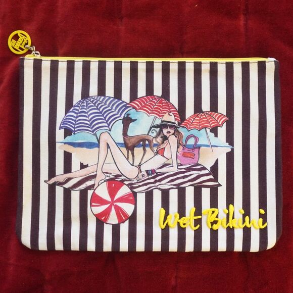 Henri Bendel Wet Bag Swimsuit Zip Pouch Wet Bikini - Picture 1 of 16